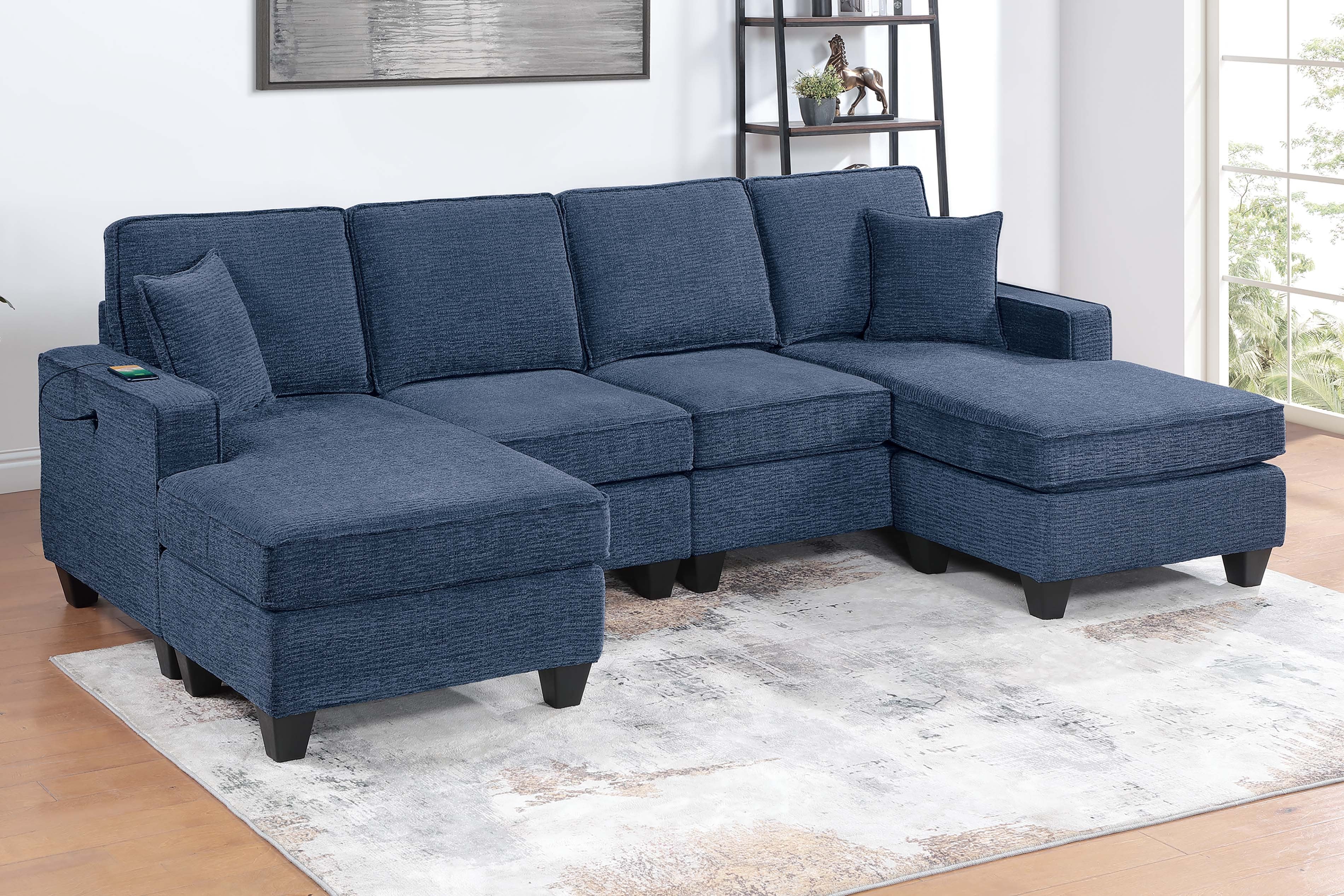 3-Piece Sectional Set - Dark Blue