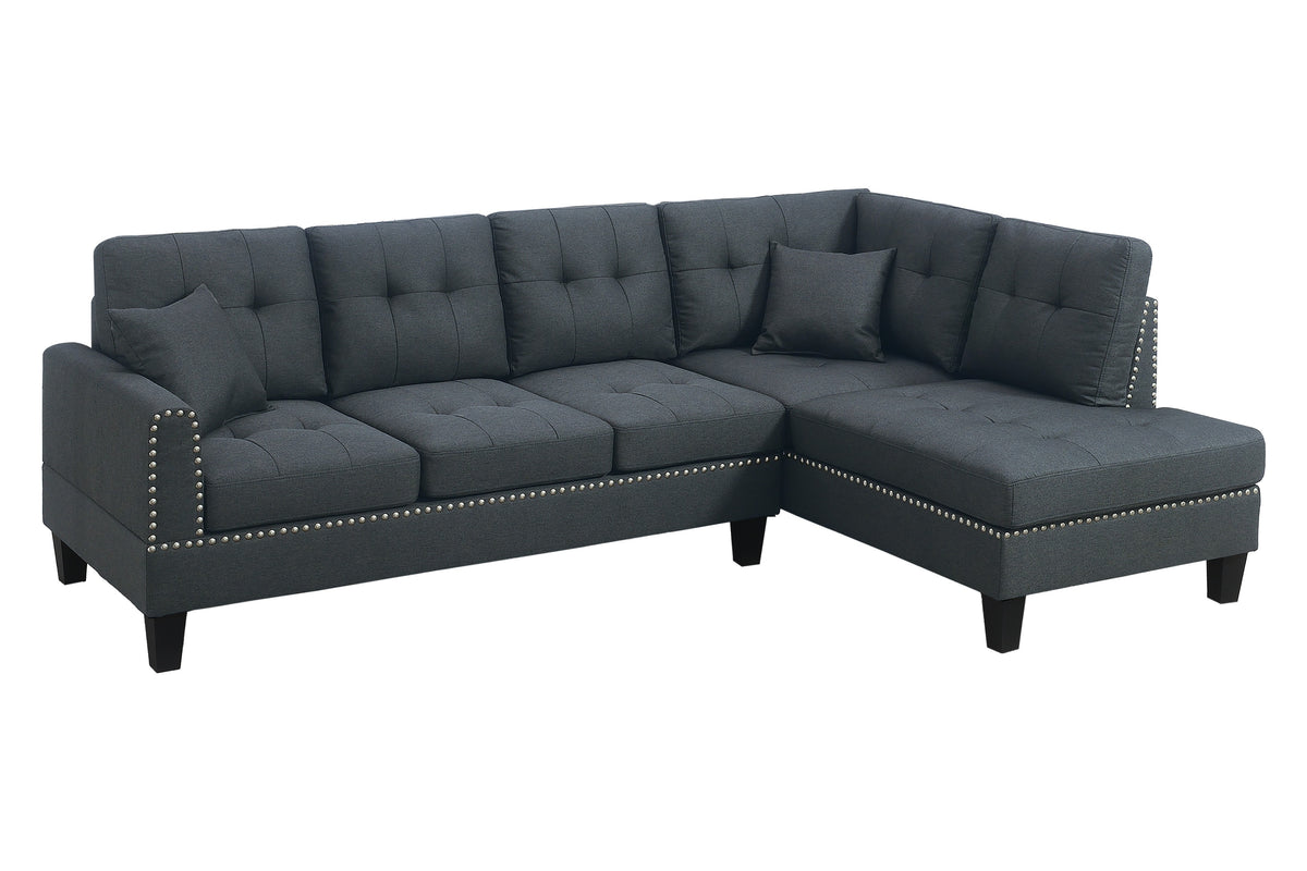 2-Pc Sectional Sofa W/ 2 Accent Pillows - Charcoal
