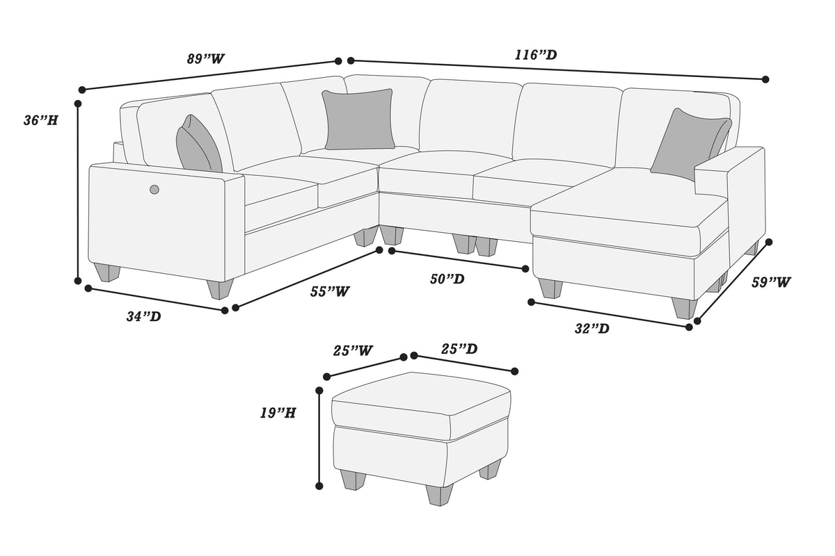5-Pc Sectional Sofa - Dark Gray