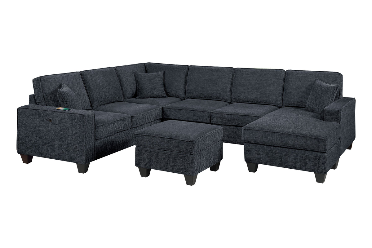 5-Pc Sectional Sofa - Slate Black