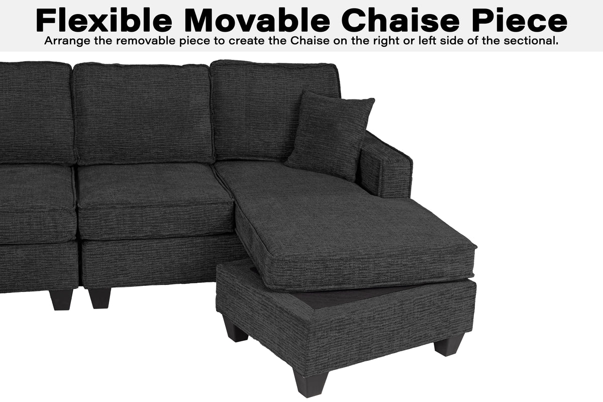 5-Pc Sectional Sofa - Slate Black