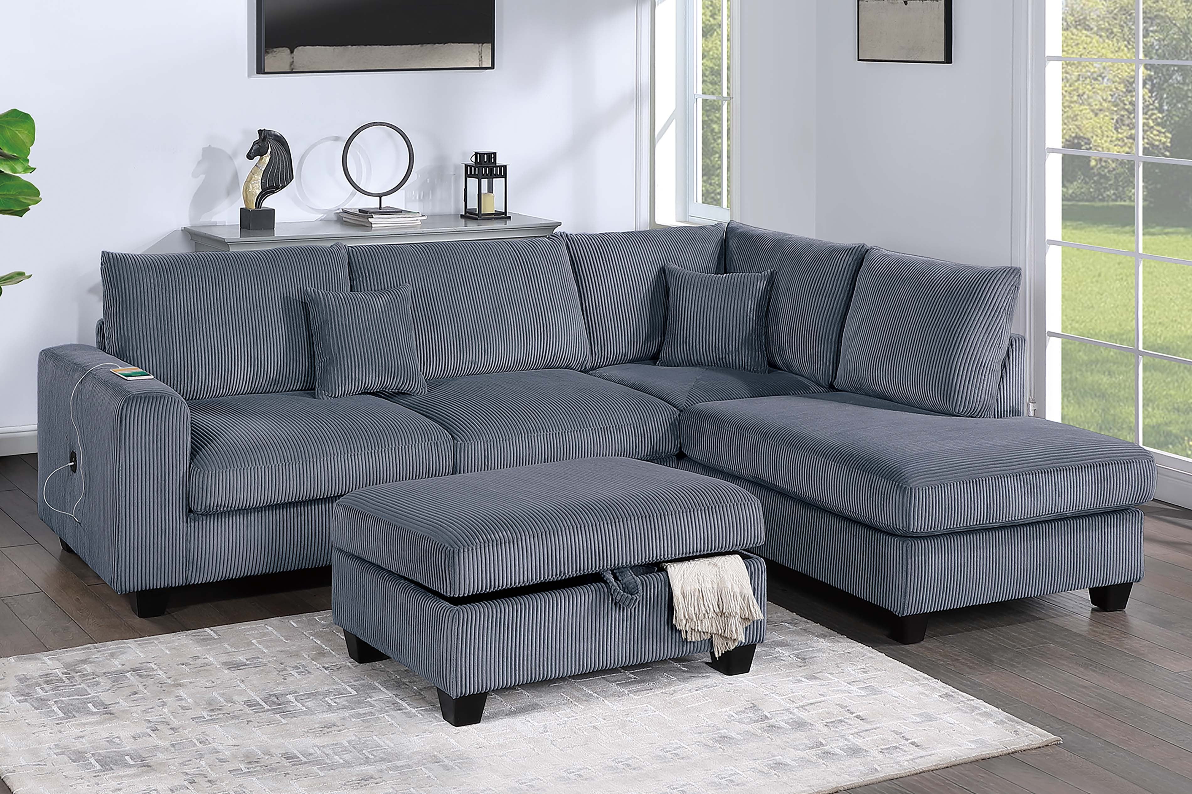 3-Piece Sectional Set - Dark Gray