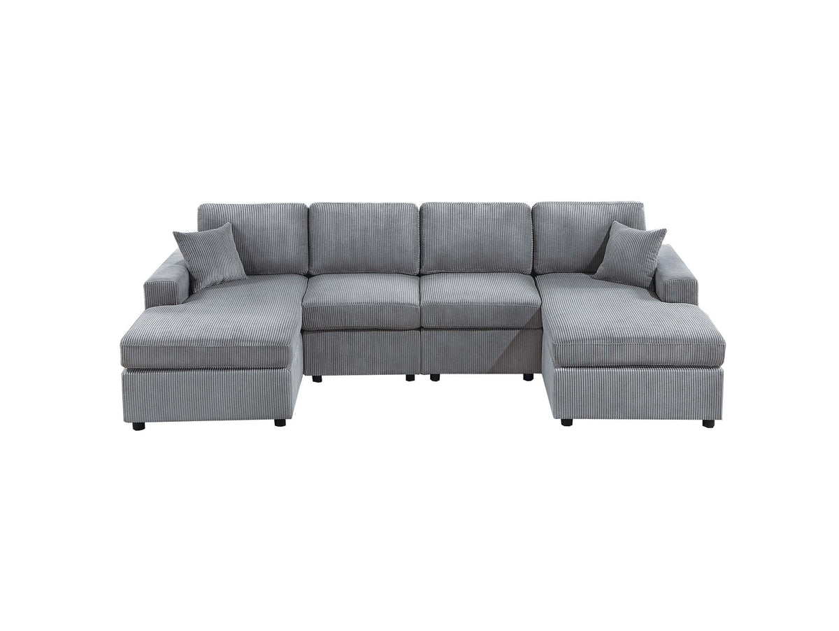Sectional Set W/ 2 Accent Pillows - Fog