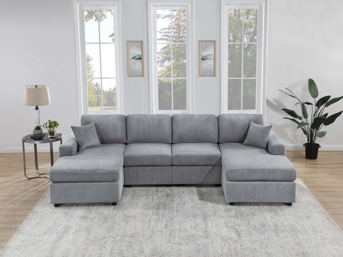 Sectional Set W/ 2 Accent Pillows - Fog