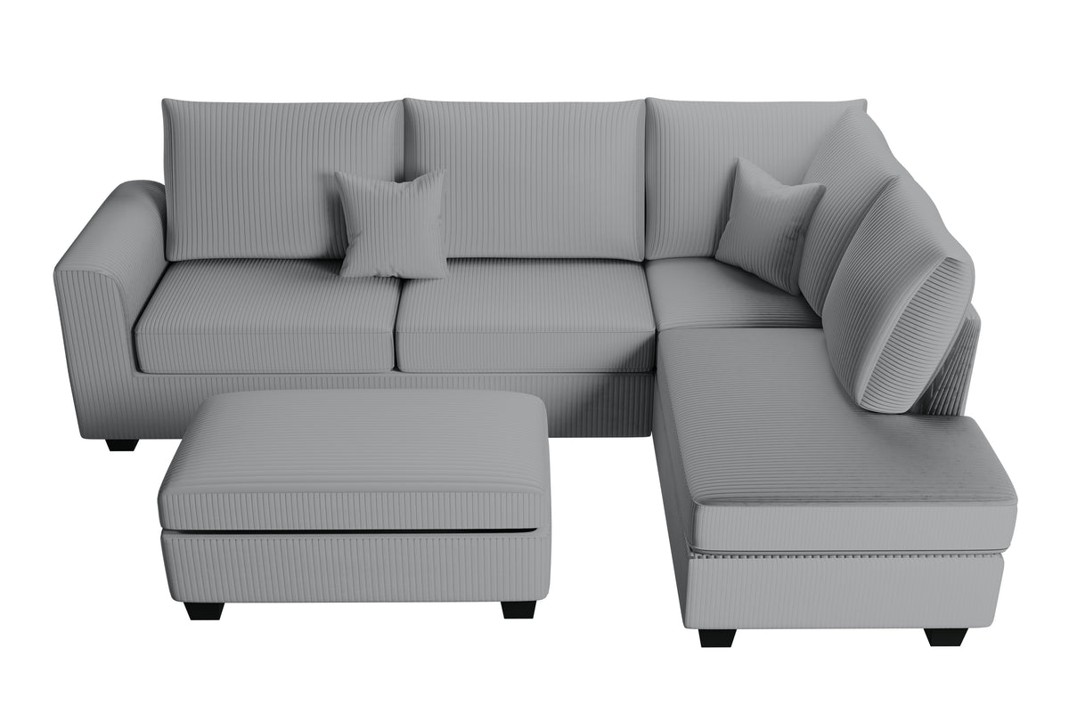 3-Pc Sectional Set W/ 2 Accent Pillows - Fog