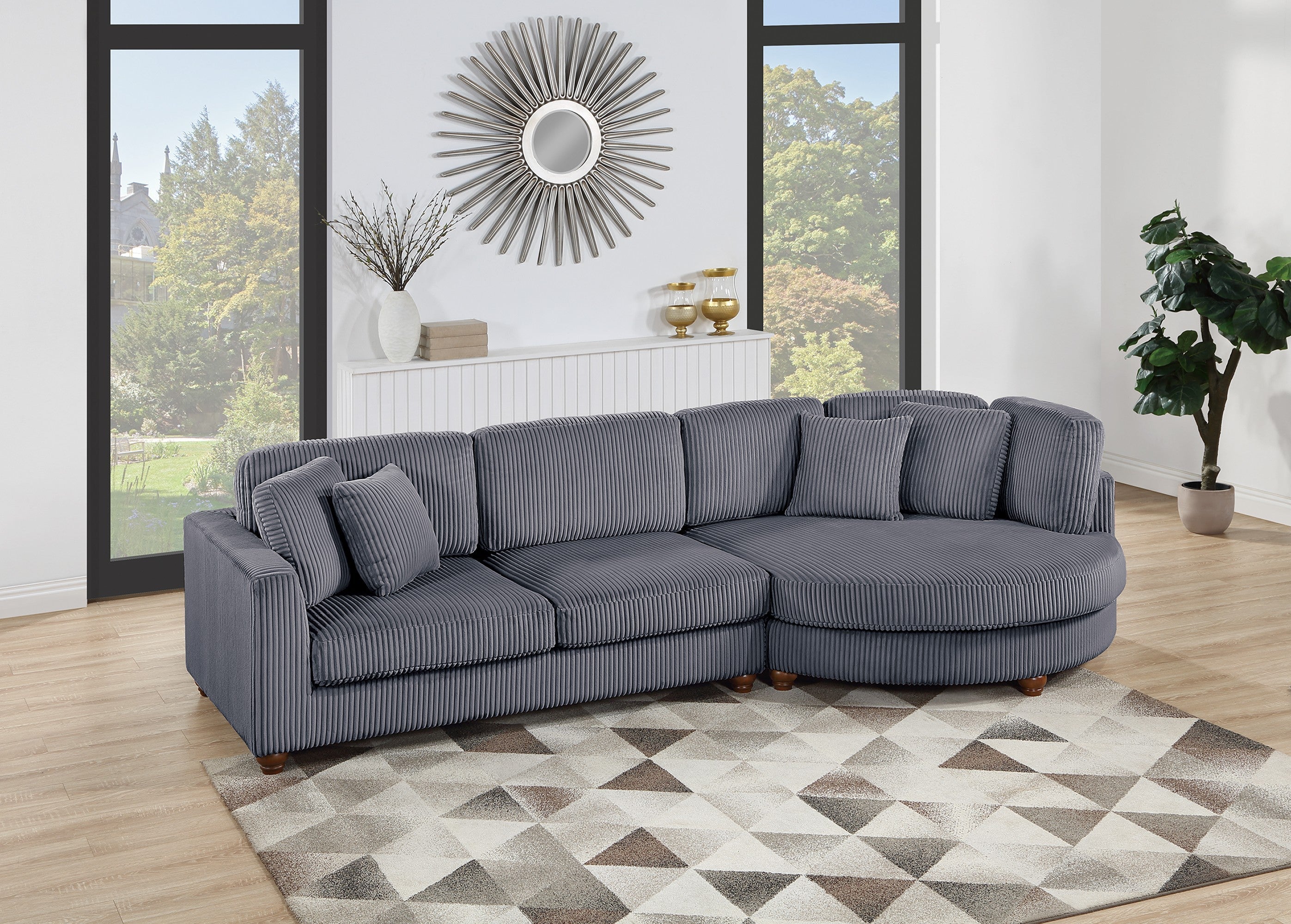 2-Piece Sectional Set Xl - Dark Gray