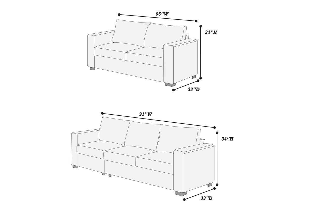2-Pc Sofa Set - Dark Gray