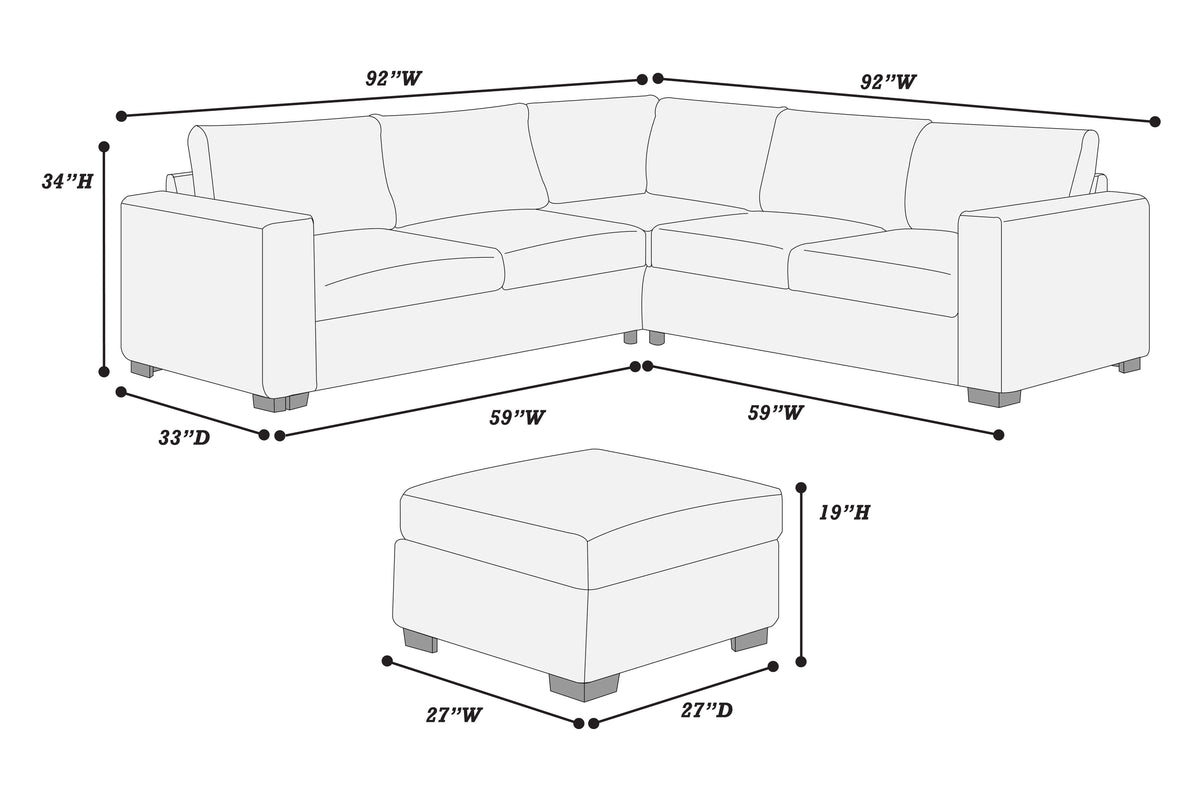 4-Pc Sectional Sofa - Milk