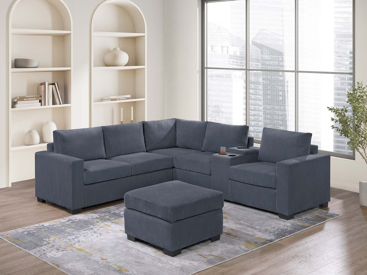 4-Pc Sectional Sofa - Dark Gray