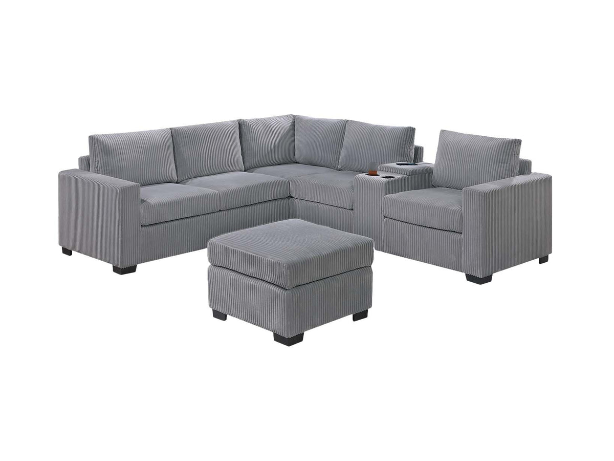 4-Pc Sectional Sofa - Light Gray