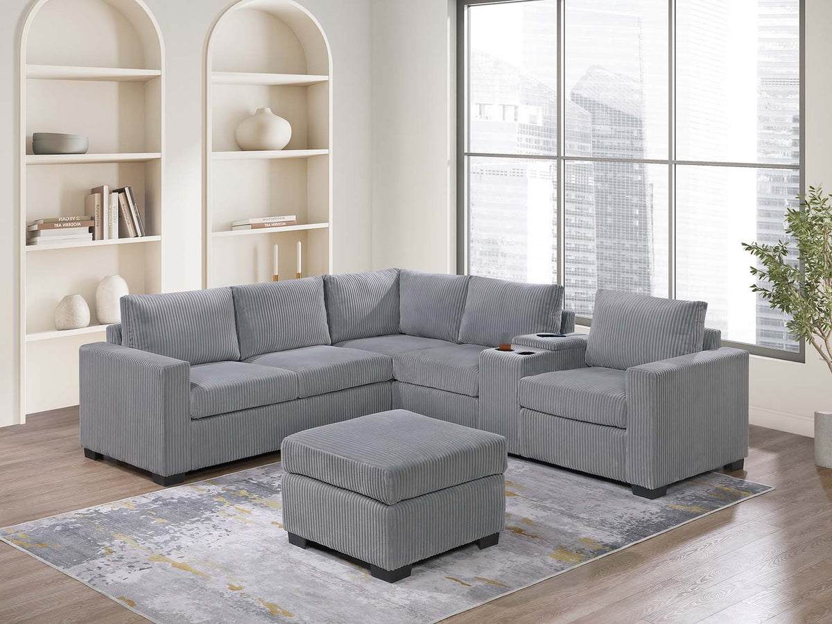 4-Pc Sectional Sofa - Light Gray