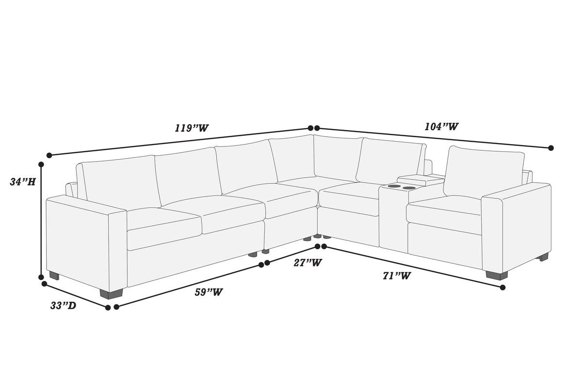 4-Pc Sectional Sofa - Dark Gray