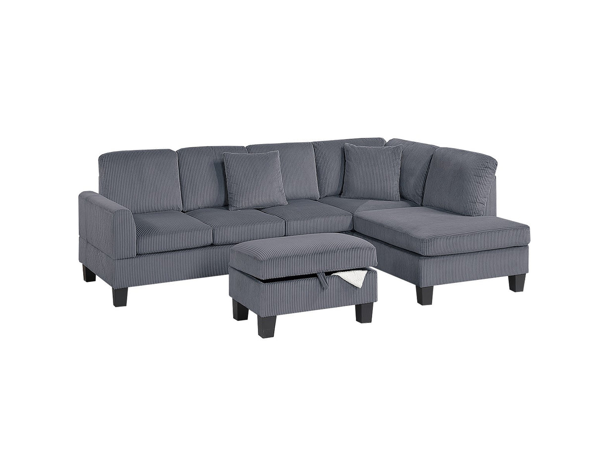 3-Pc Sectional Sofa - Dark Gray