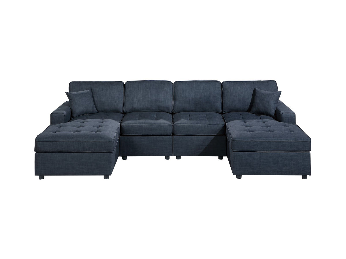 3-Pc Sectional Sofa W/ 2 Accent Pillows - Dark Blue