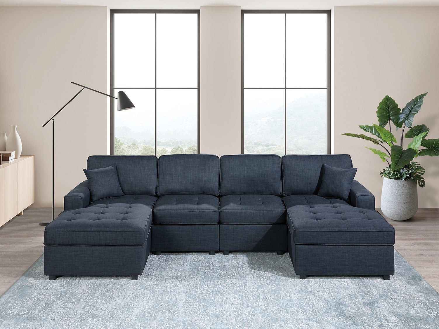 3-Piece Sectional Set - Dark Blue