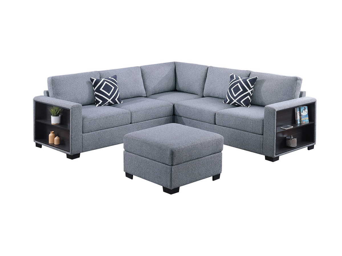4-Pcs Sectional/Gray Boucle - Gray