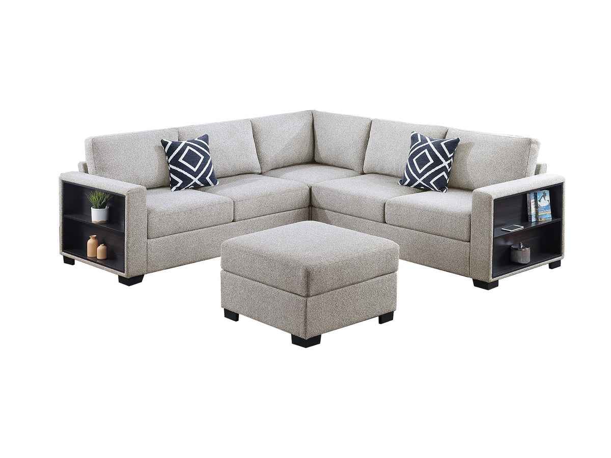 4-Pcs Sectional/Beige Boucle