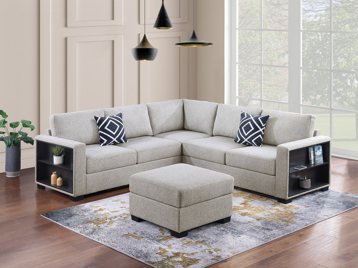 4-Pcs Sectional/Beige Boucle