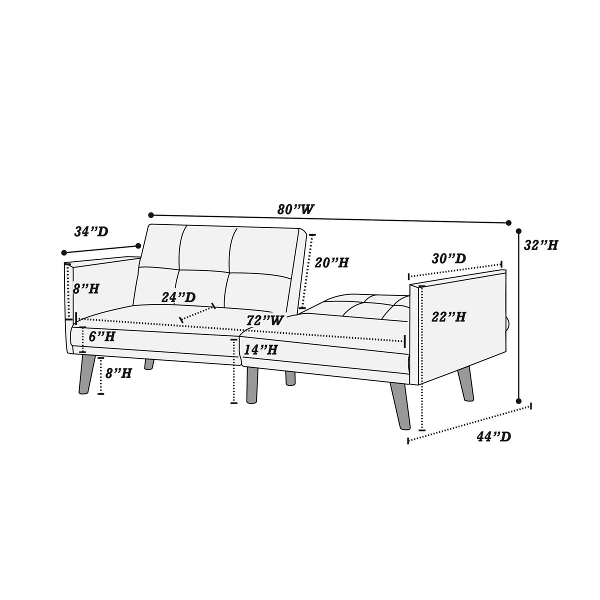 Adjustable Sofa - Navy