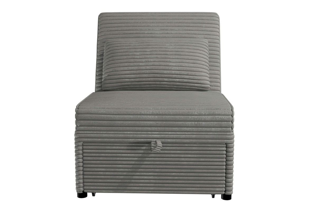 Convertible Sofa W/ 1 Accent Pillow - Smoke Wide-Welt Corduroy