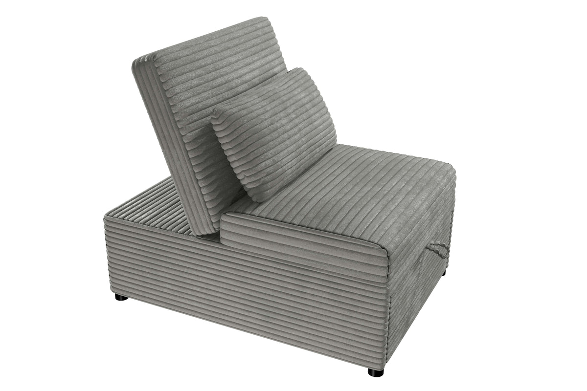 Convertible Sofa W/ 1 Accent Pillow - Smoke Wide-Welt Corduroy