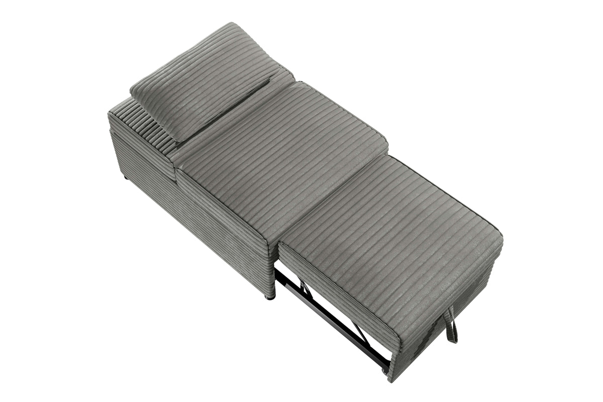 Convertible Sofa W/ 1 Accent Pillow - Smoke Wide-Welt Corduroy