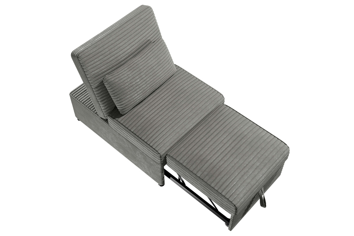 Convertible Sofa W/ 1 Accent Pillow - Smoke Wide-Welt Corduroy