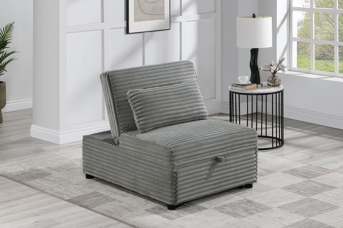 Convertible Sofa W/ 1 Accent Pillow - Smoke Wide-Welt Corduroy