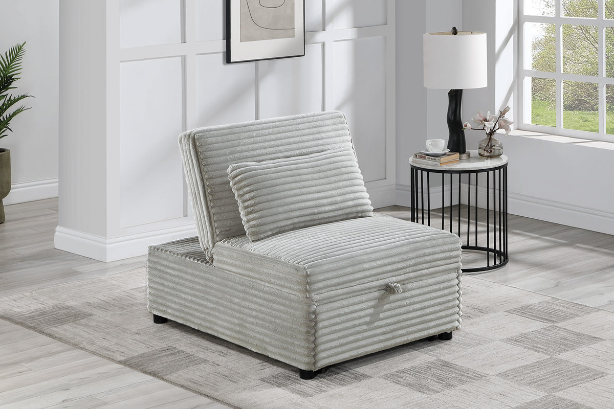 Convertible Sofa W/ 1 Accent Pillow - Ash Wide-Welt Corduroy