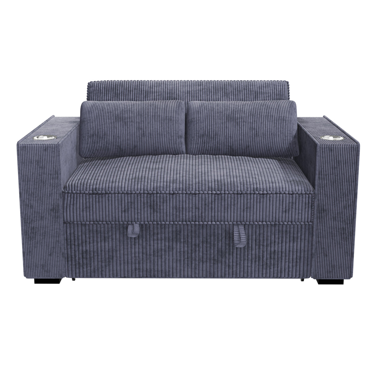 Convertible Sofa W/ 2 Accent Pillows - Dark Gray Corduroy