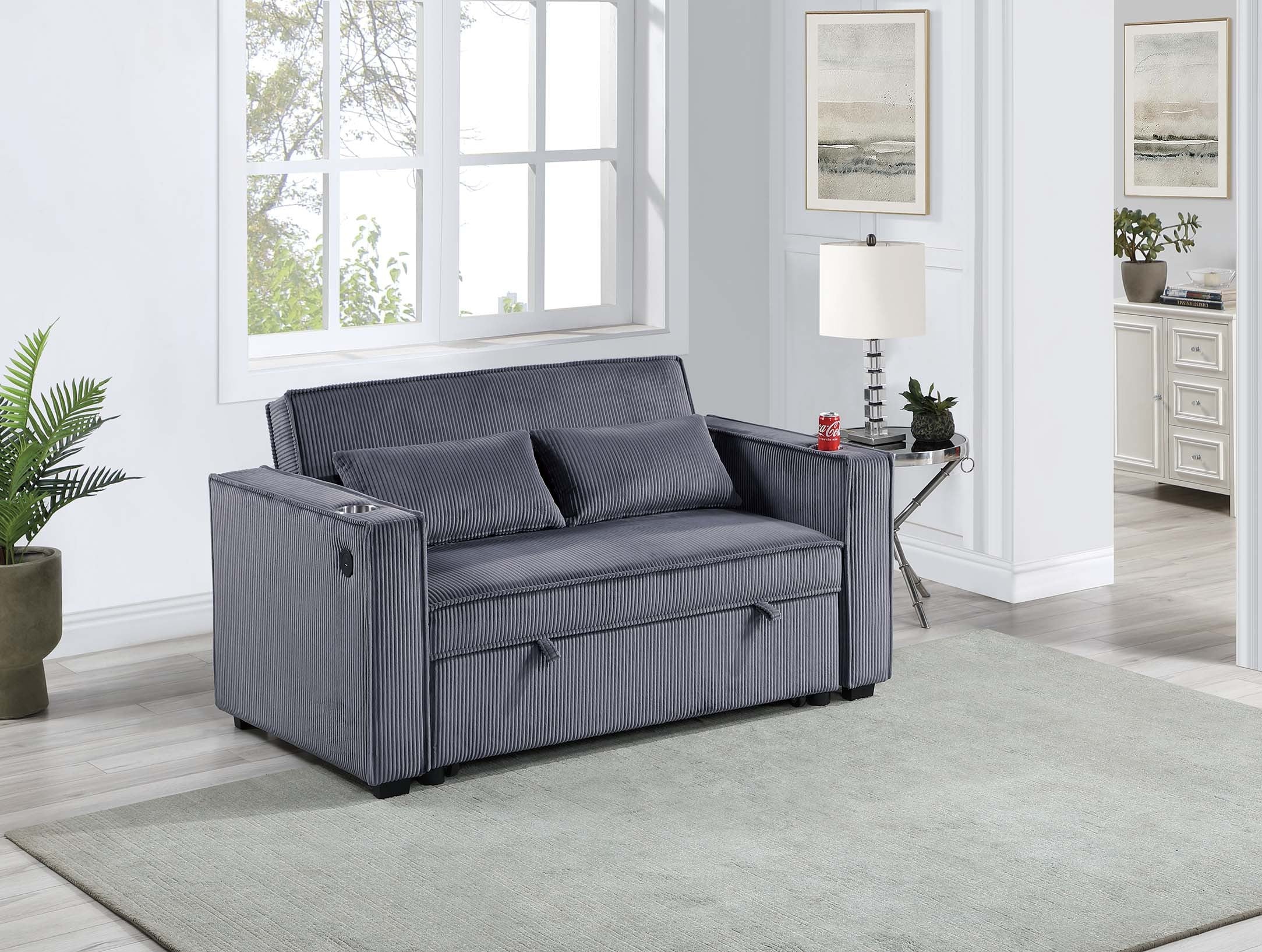 Convertible Sofa - Dark Gray Corduroy