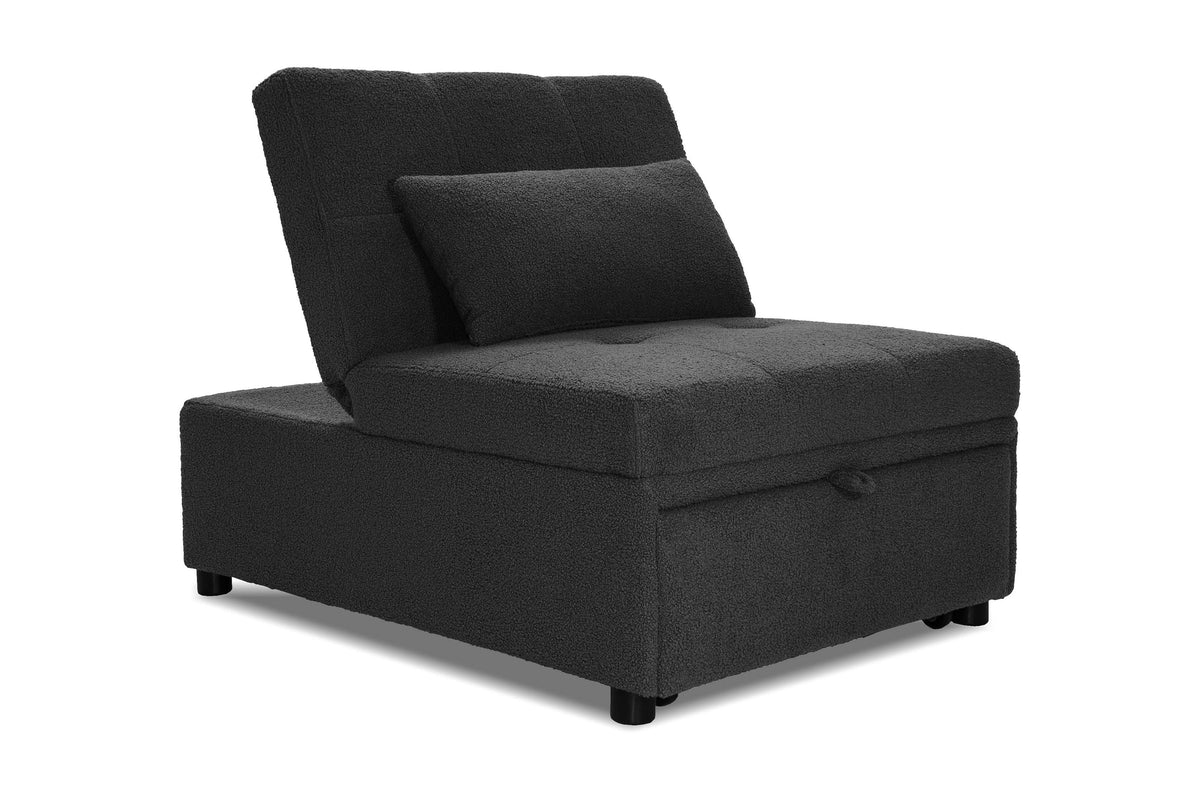 Convertible Sofa W/ Pull-Out Bed - Black Sherpa