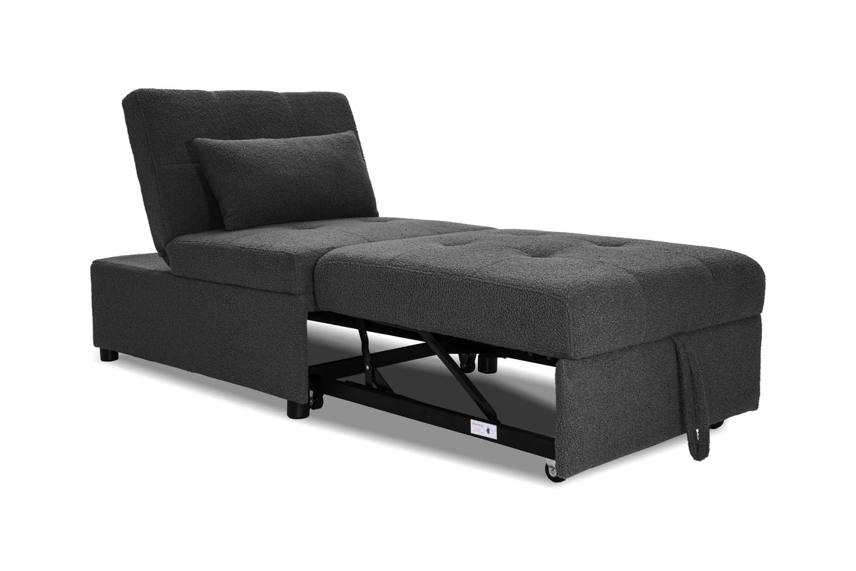 Convertible Sofa W/ Pull-Out Bed - Black Sherpa