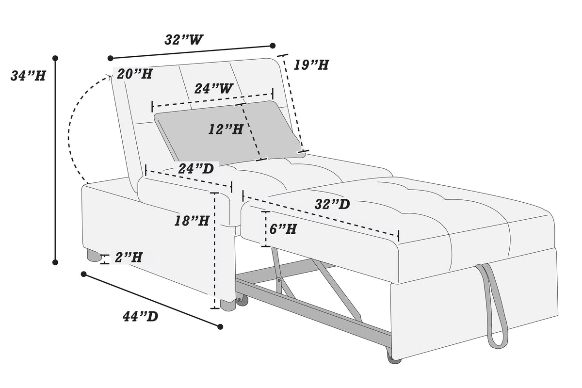 Convertible Sofa W/ Pull-Out Bed - Black Sherpa