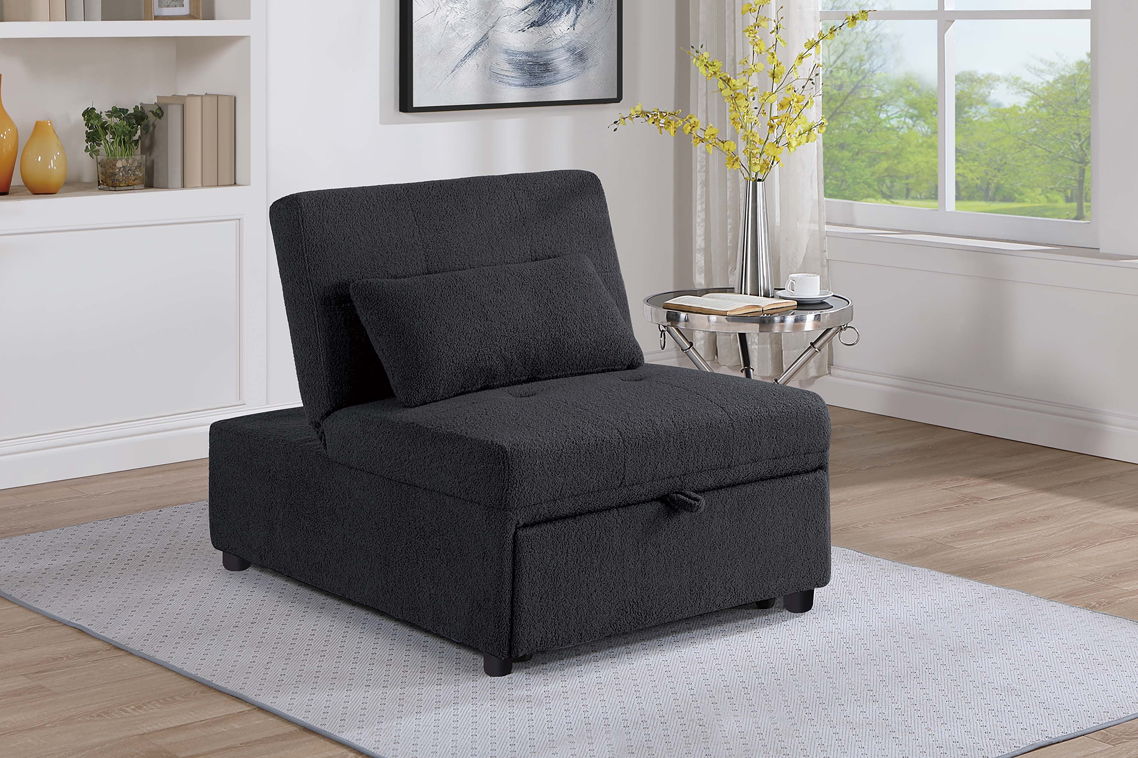 Convertible Sofa - Black Sherpa