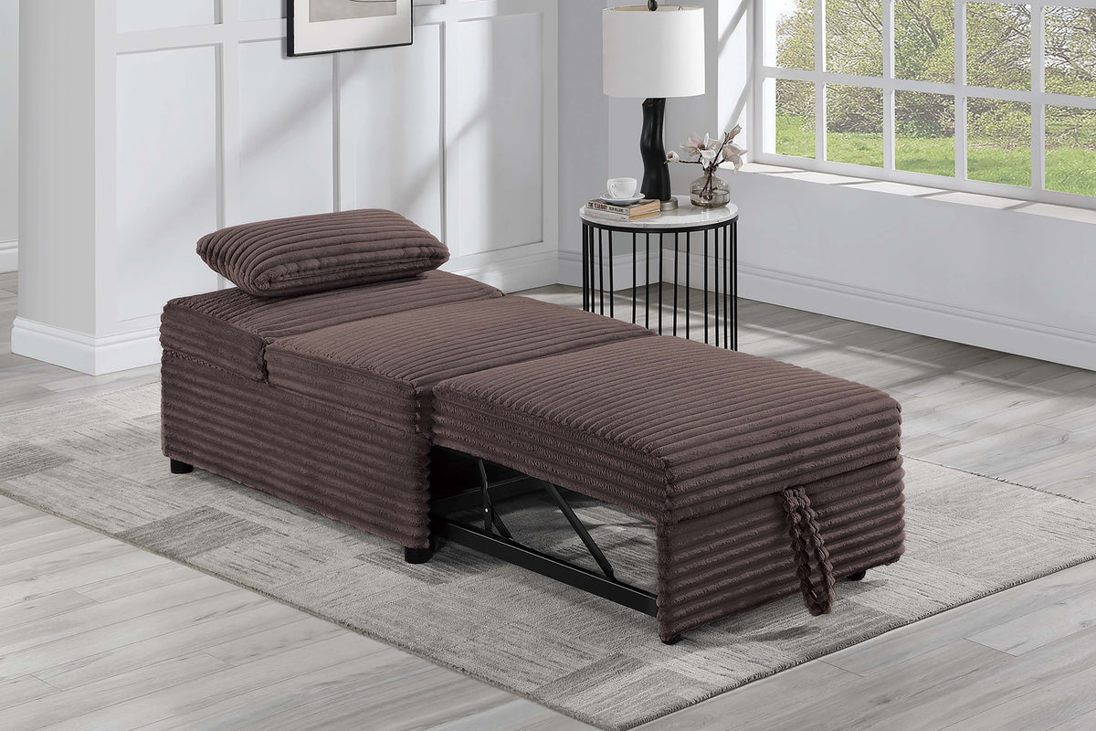 Convertible Sofa W/ Pull-Out Bed - Chocolate Fur-Like Corduroy