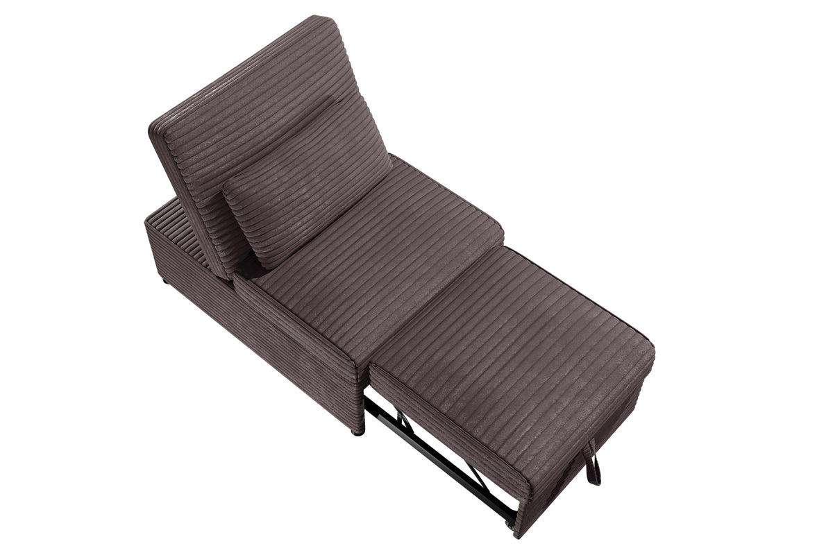 Convertible Sofa W/ Pull-Out Bed - Chocolate Fur-Like Corduroy
