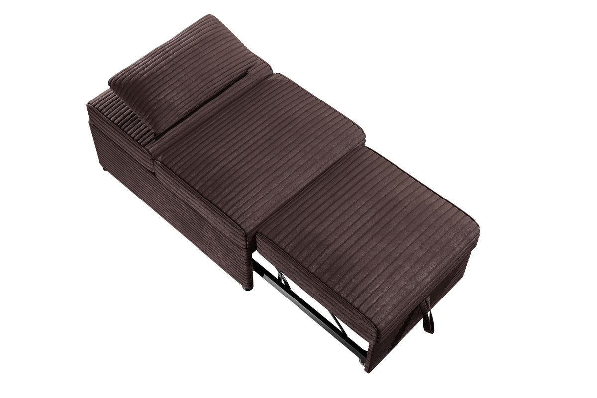 Convertible Sofa W/ Pull-Out Bed - Chocolate Fur-Like Corduroy