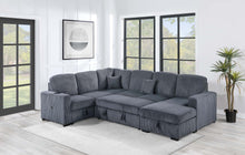 Load image into Gallery viewer, 4-Pc Convertible Sectional W/ 2 Accent Pillows - Dark Gray Corduroy