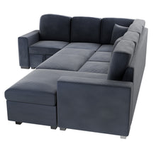 Load image into Gallery viewer, 4-Pc Convertible Sectional W/ 2 Accent Pillows - Dark Gray Corduroy