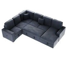 Load image into Gallery viewer, 4-Pc Convertible Sectional W/ 2 Accent Pillows - Dark Gray Corduroy