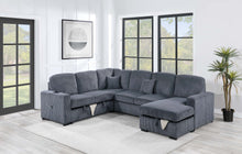 Load image into Gallery viewer, 4-Pc Convertible Sectional W/ 2 Accent Pillows - Dark Gray Corduroy