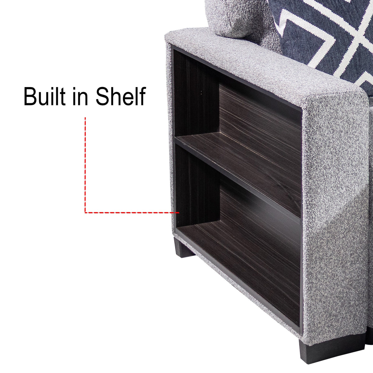 4-Pc Convertible Sectional W/ 2 Accent Pillows - Gray Boucle