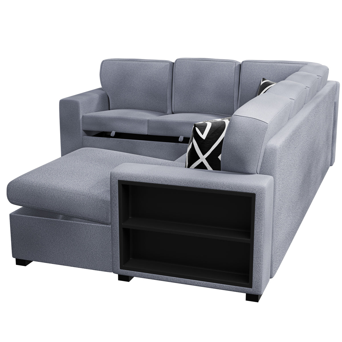 4-Pc Convertible Sectional W/ 2 Accent Pillows - Gray Boucle