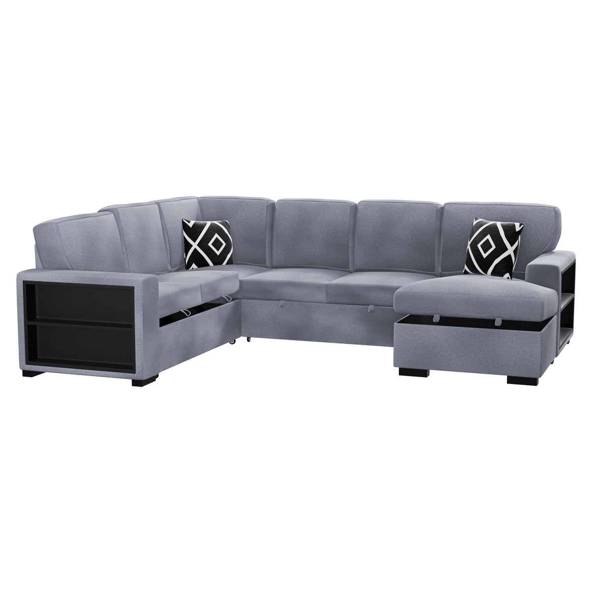 4-Pc Convertible Sectional W/ 2 Accent Pillows - Gray Boucle