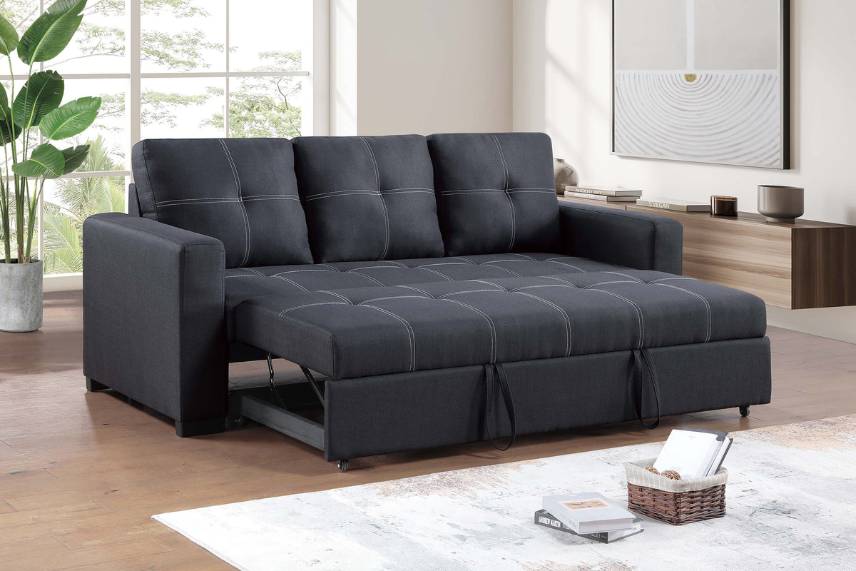Convertible Sofa W/ Pull-Out Bed - Black