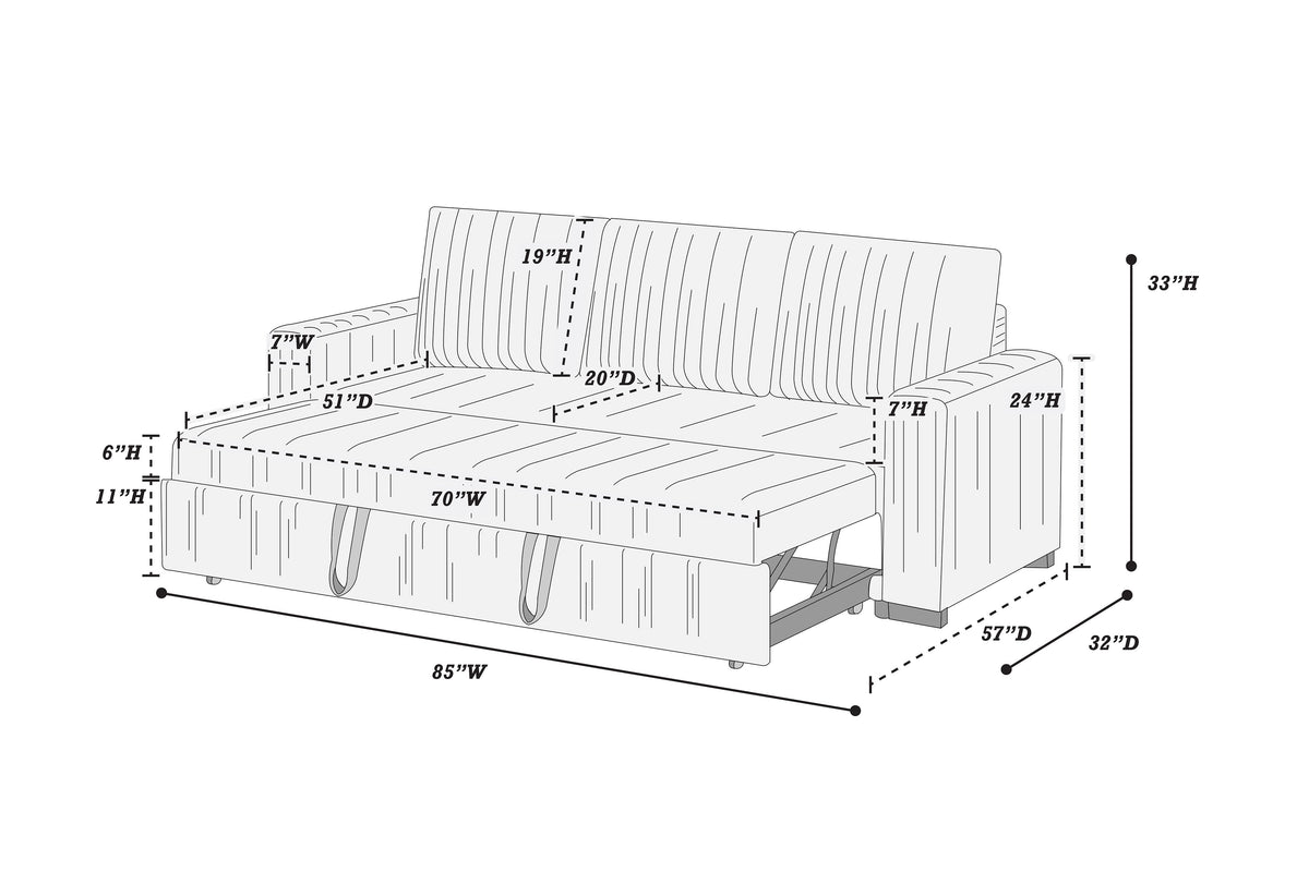 Covertible Sofa W/ Pulled Out Bed - Dark Gray