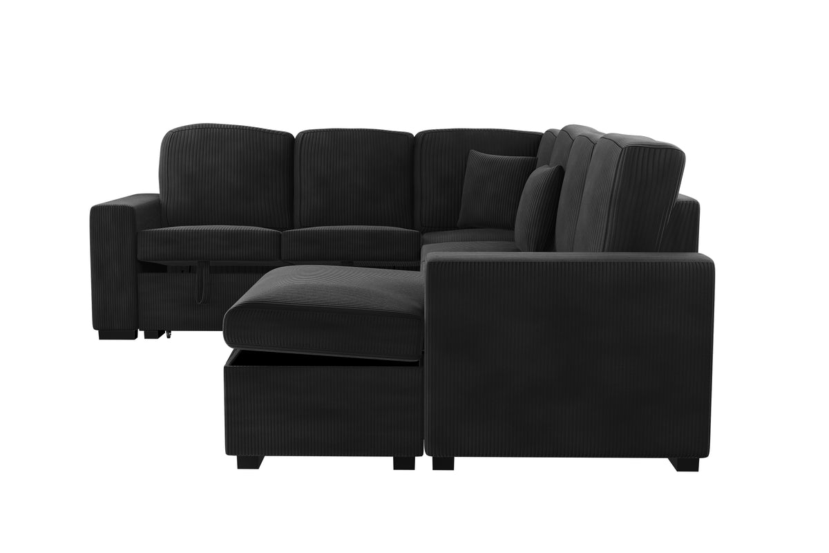 4-Pc Sectional Sofa W/ 2 Accent Pillows - Black