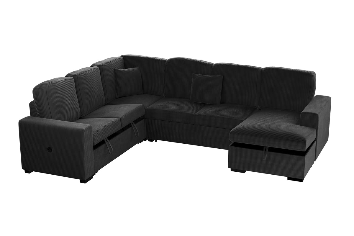 4-Pc Sectional Sofa W/ 2 Accent Pillows - Black