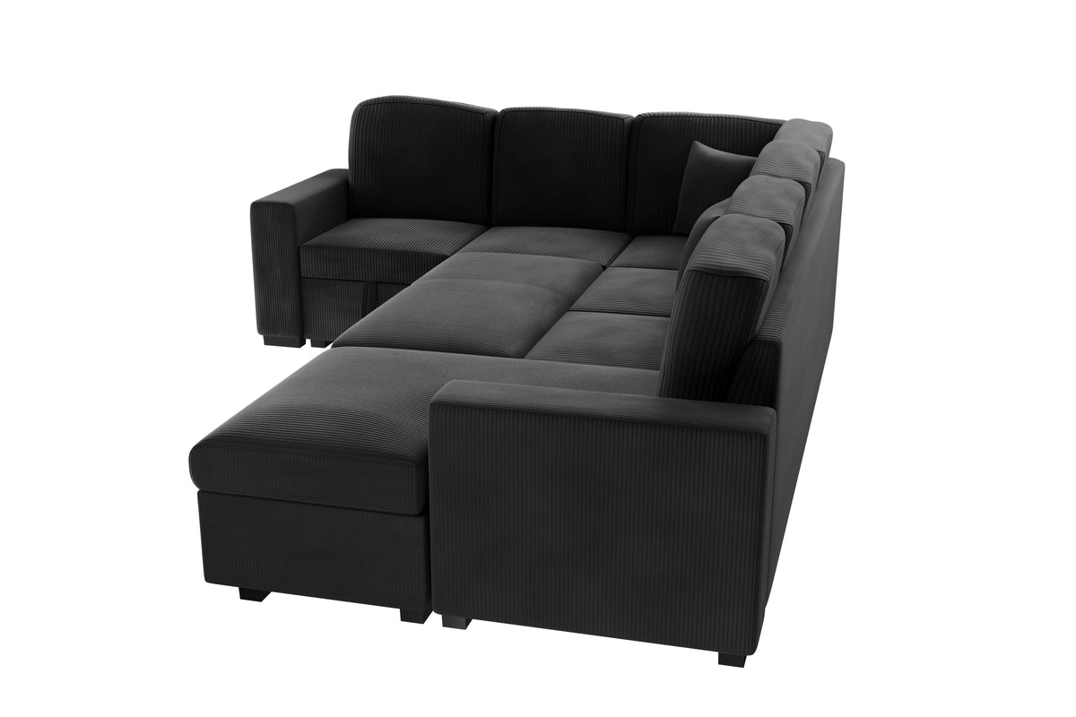 4-Pc Sectional Sofa W/ 2 Accent Pillows - Black